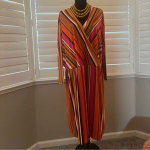 Stripped wrapped dress.